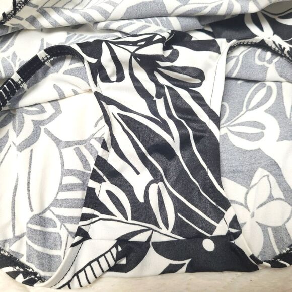 Floral Black and White One-Piece Swimsuit - Picture 6 of 11